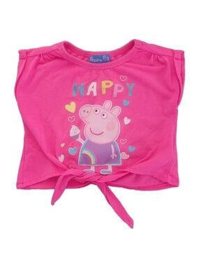 Peppa Pig 'Happy' Pink Tie-Front Crop Top Size 2T